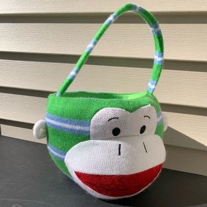 ‼️ SOLD Dan Dee collections Sock Monkey Easter Basket - green striped